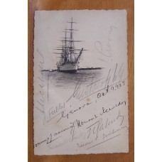 ARGENTINA 1927 TARJETA DE LA SARMIENTO CON VARIAS FIRMAS AUTOGRAFAS DESDE EL PUERTO DE GENOVA
